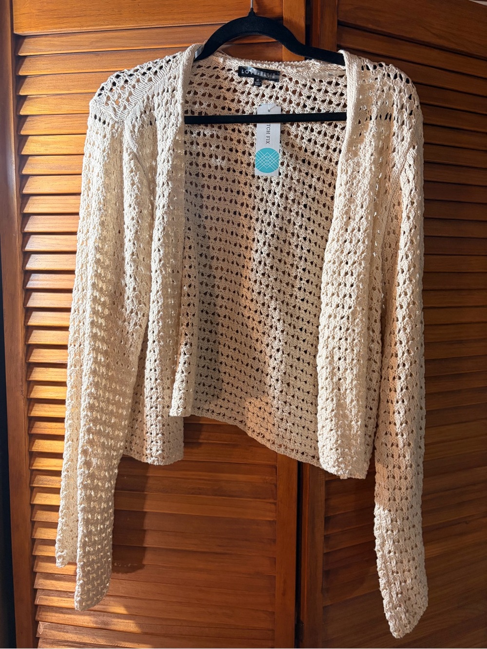 Love Tree Open-Knit Crochet Cardigan - Cream
